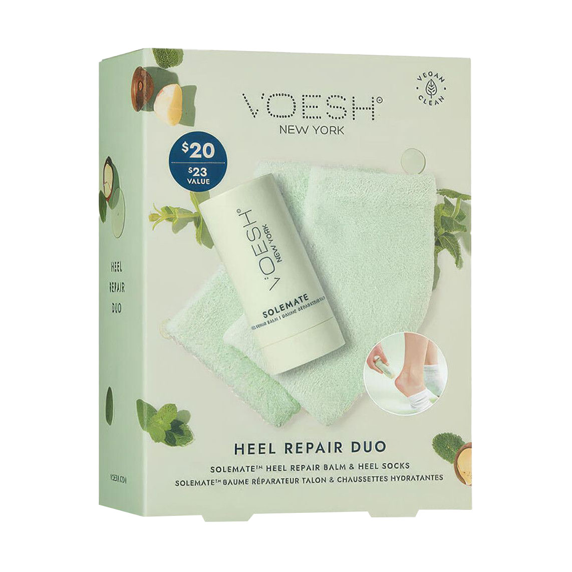 Набір для п'ят VOESH Heel Repair Duo (бальзам, 22 мл + шкарпетки, 1 пара)